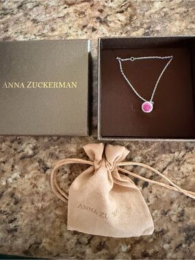 Anna Zuckerman Heavenly Нalo Necklace by Thalia BNWT “Pink Sapphire” Crystaline